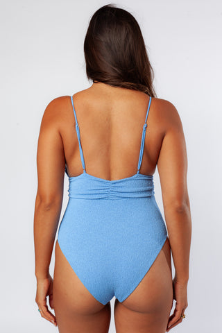 Bopha Blue Texture One-Piece Bikini Back